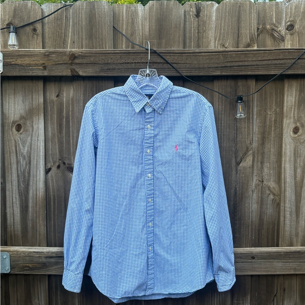 Polo Ralph Lauren Blue and White Checkered Dress Shirt